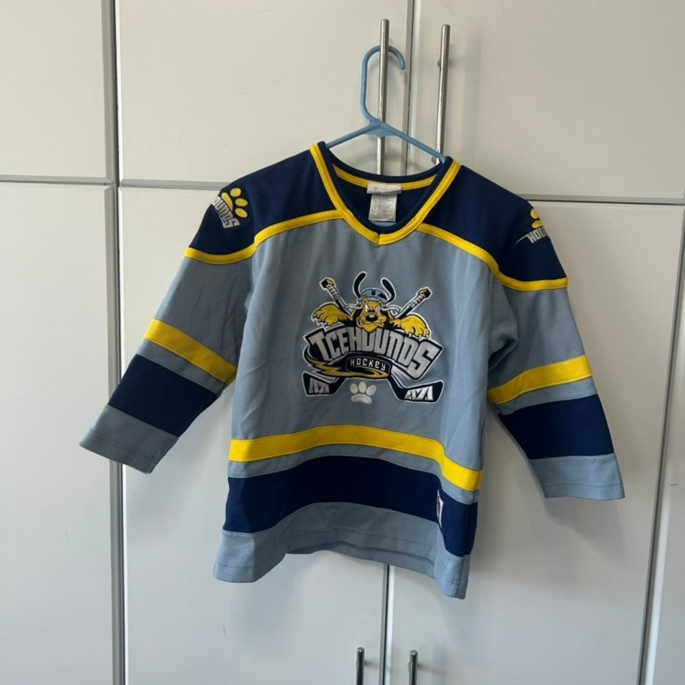 Disneyland Resort Icehounds Hockey Jersey Youth Large Pluto Blue Yellow DLR 2001